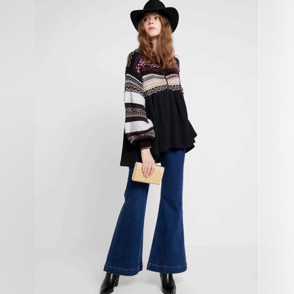 Free People Black Metallic Cabin Fever Fair Isle Sweater - Picture 4 of 9